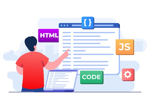 web developer wiring code or program computer programming