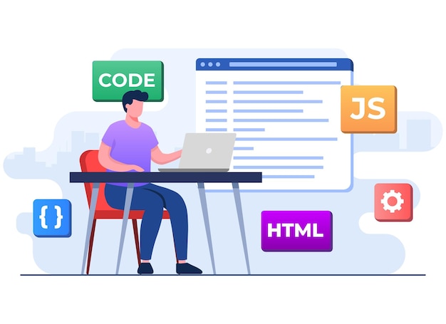 web developer wiring code or program computer programming