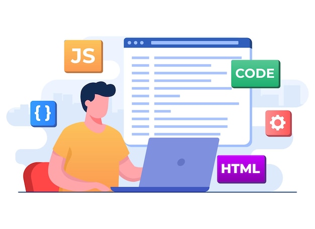 web developer wiring code or program computer programming