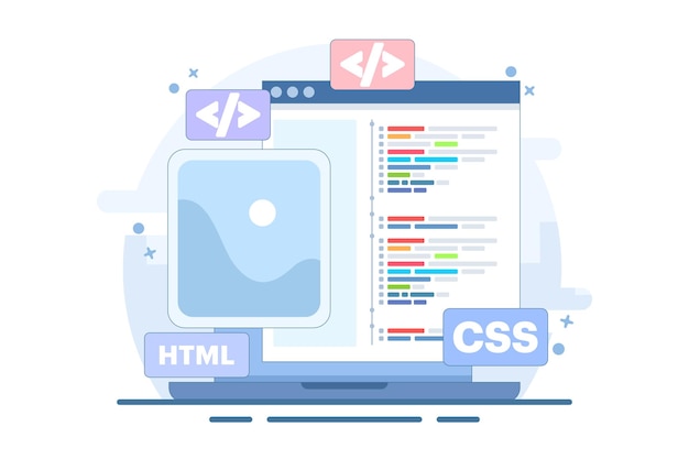 web development concept or programming languages or programmer developing website