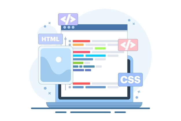 web development concept or programming languages or programmer developing website