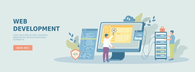 web development developers creating program code development of software and programming promotio