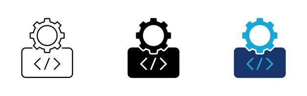 web development and programming icon set code optimization gear settings software engineering