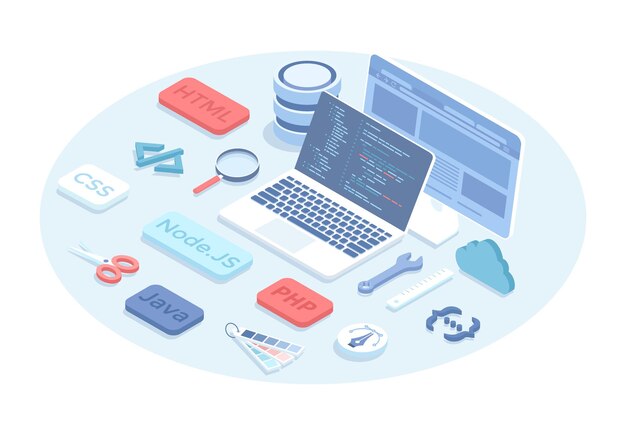 web development and programming programmer engineering and coding programming languages for creati