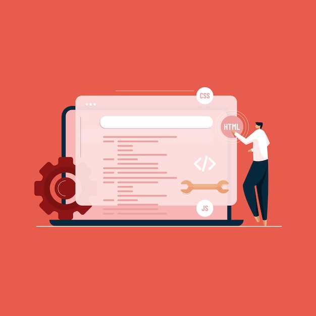 web development and website programming coding vector concept