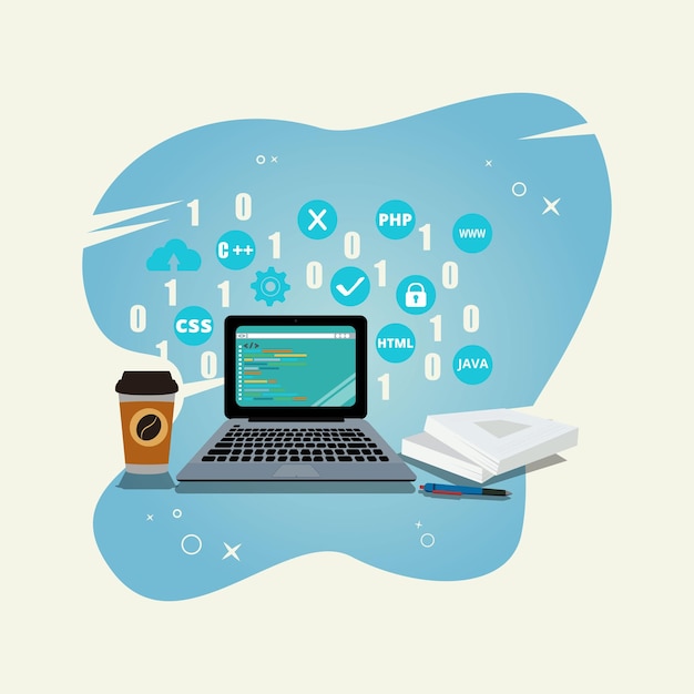 Webprogrammeerscript Codeprogrammascript html coderingsalgoritme vector