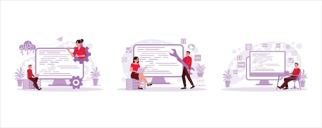 website coding programmer at work man breaking programming code software developer concept