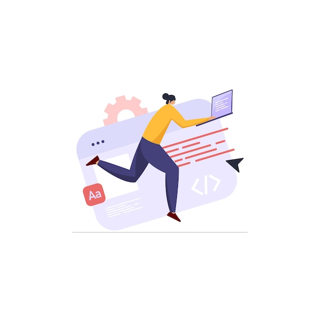women developer working on software script coding programming and web development concept