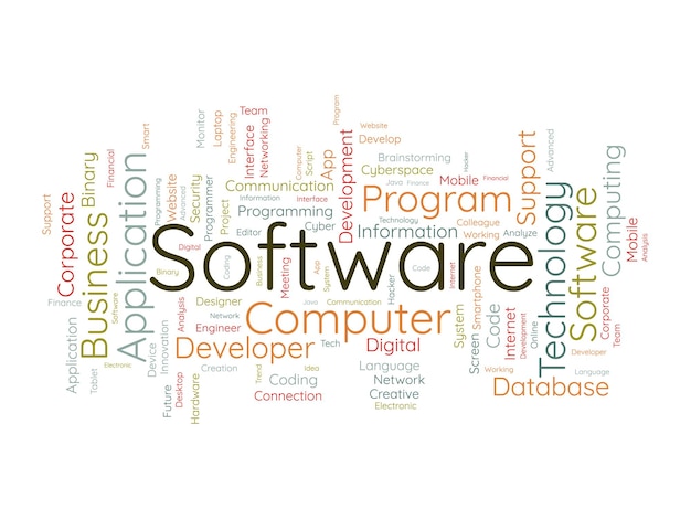 word cloud background concept for software computer programming development of cloud network technology vector illustration