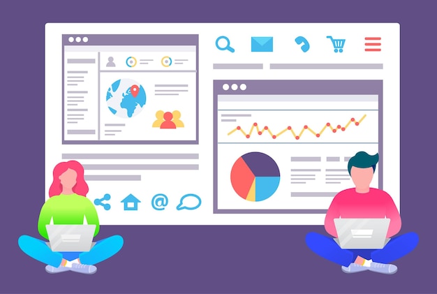 worker programming website in computer vector