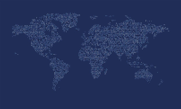 world map made from binary data code