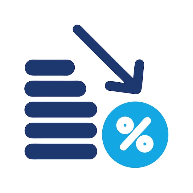 Financial Decrease and Interest Rate Drop Icon