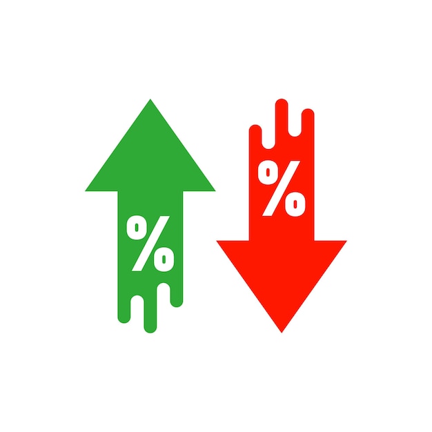 Percentage Increase and Decrease Up Arrow and Down Arrow