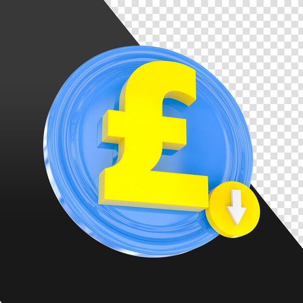 3D British Pound Sterling Currency Decrease Icon