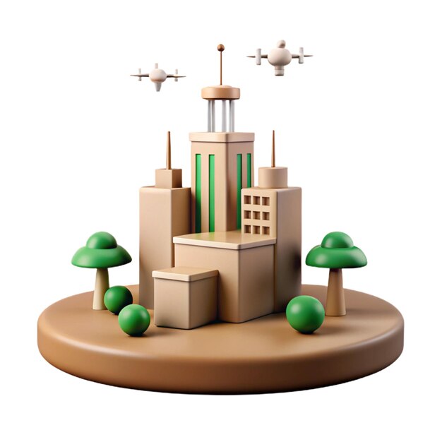 un modelo de edificio con un modelo de un edificio en la parte superior