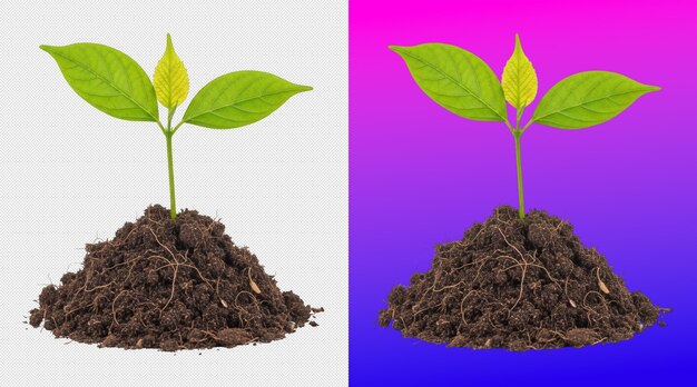 Plantule dans du terreau isolée