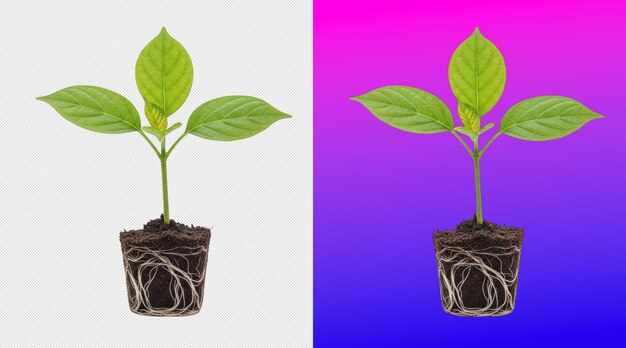 Plantule avec racines isolée