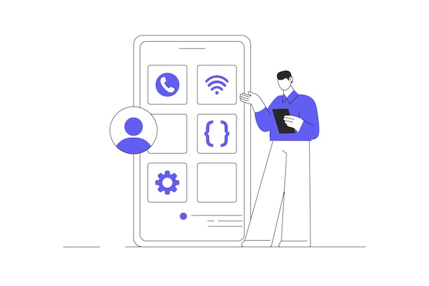 Development and programming Developer programming code and building mobile app with programmer