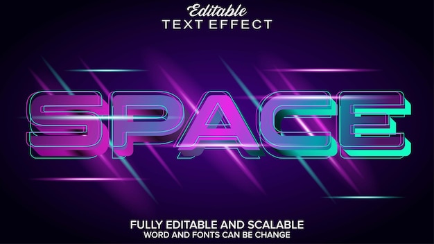space 3d text effect vector editable