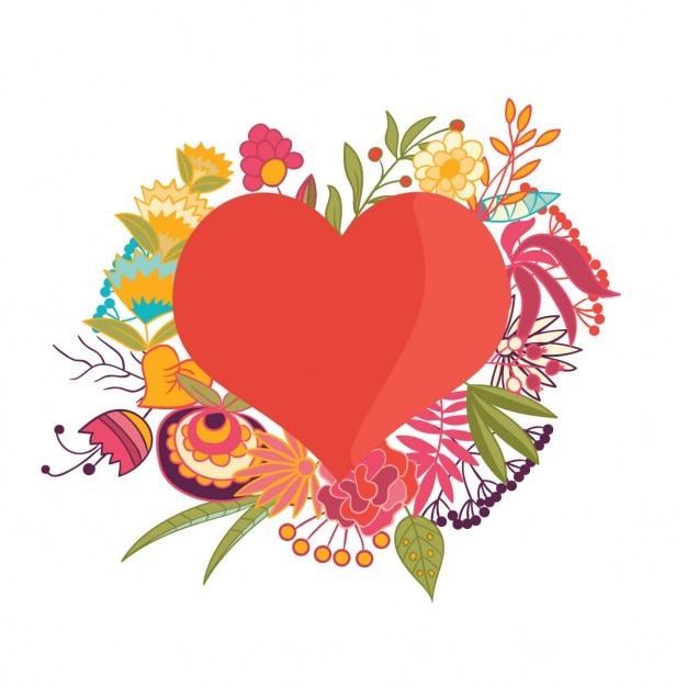 Corazón y flores