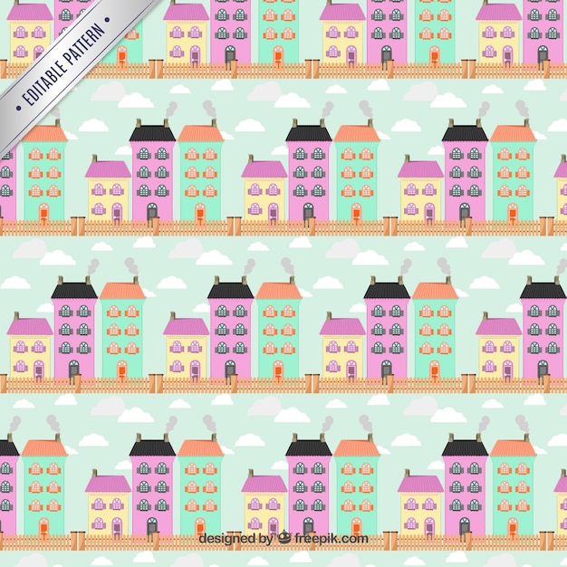 Estampado con los edificios de colores