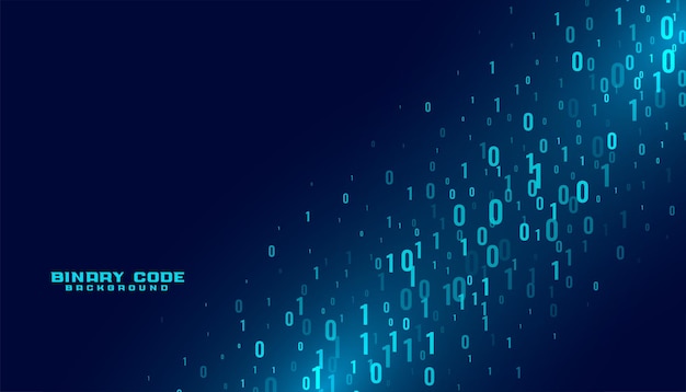futuristic binary code tech concept background with light effect