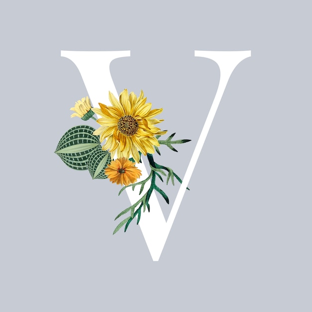Letra V con flores