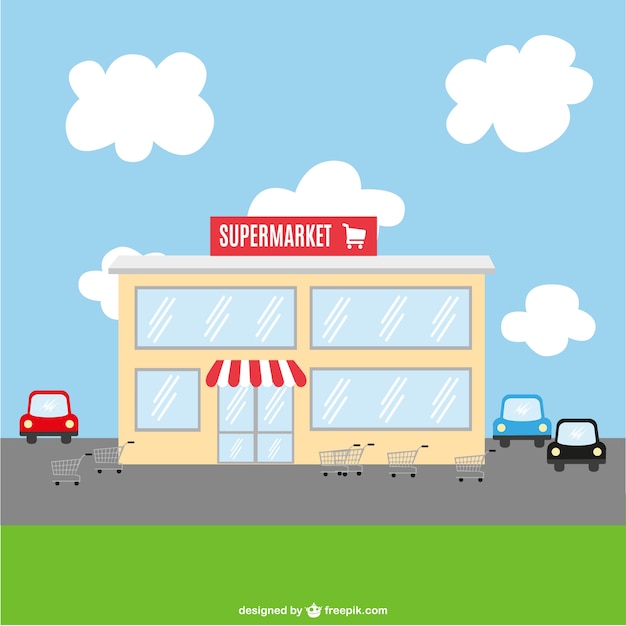 Vector edificio de supermercado