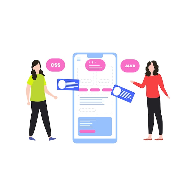 Chicas codificando CSS y Java