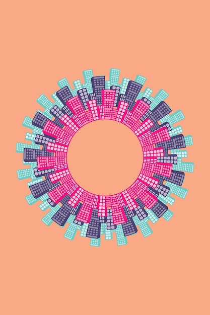 Un círculo con edificios