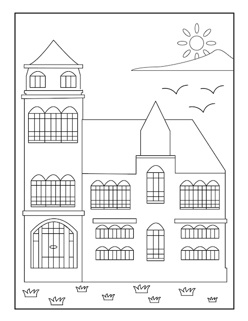 Dibujos de edificios para colorear para niños