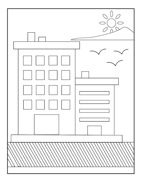 Dibujos de edificios para colorear para niños