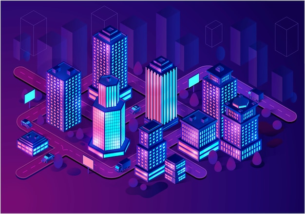 Edificios inteligentes isométricos