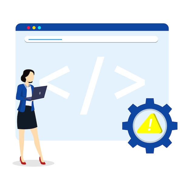 Female Developer Debugging Code on Web Browser Interface