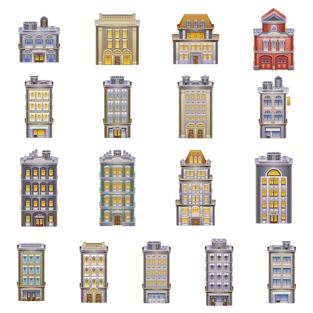 Iconos de edificios. Detallado de un edificio.