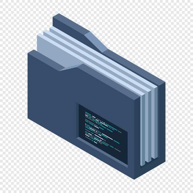 Isometric folder Network folder Shared folder Cloud data storage Database folder server tech