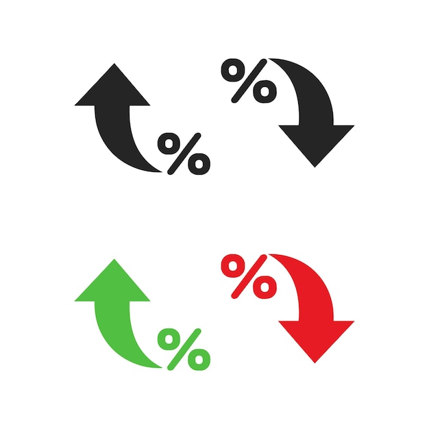 Percentage Increase and Decrease Arrow Icons Growth Decline Vector