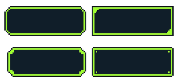 Pixel Art Rectangular Frames Elements Set