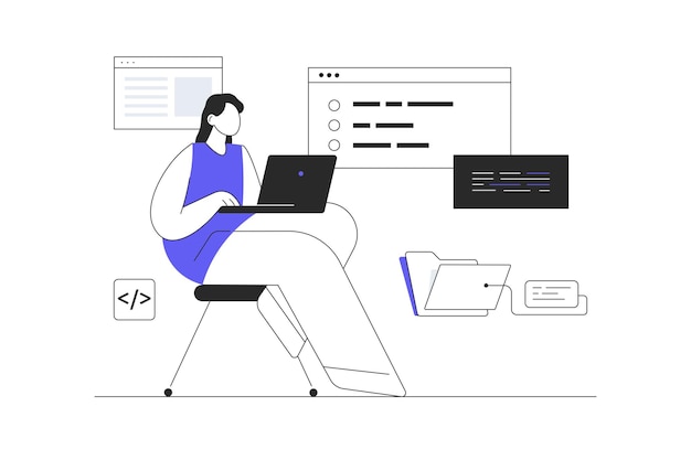 Programming and coding concept Technology process of software development Full Stack Developer