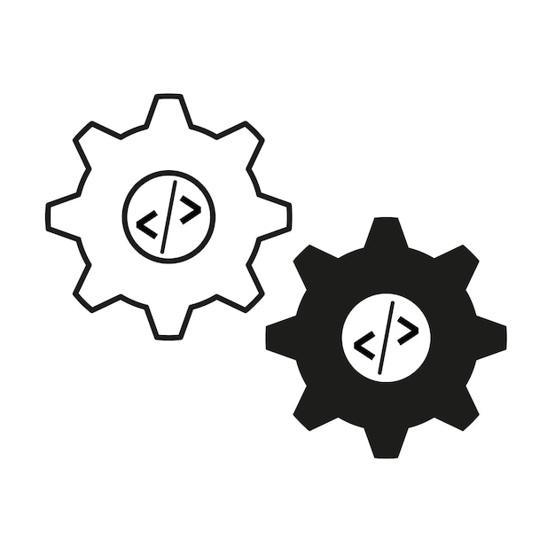 Programming gear icon Software code Vector Development process symbol Technical