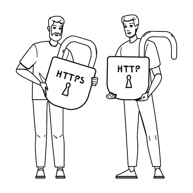 Seguro, HTTPS, HTTP, vector.