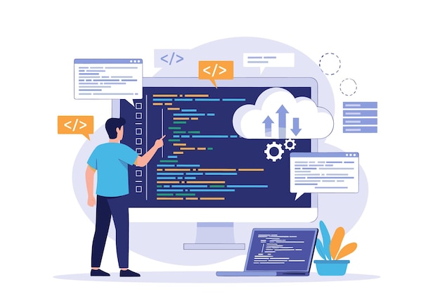 Software Developer Working on Cloud-Based Code