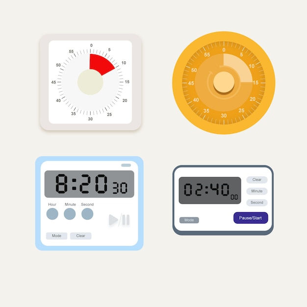 Study Timer Vector Collection
