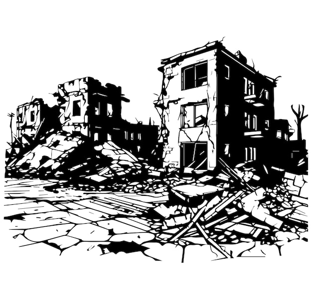 Vector de edificios dañados