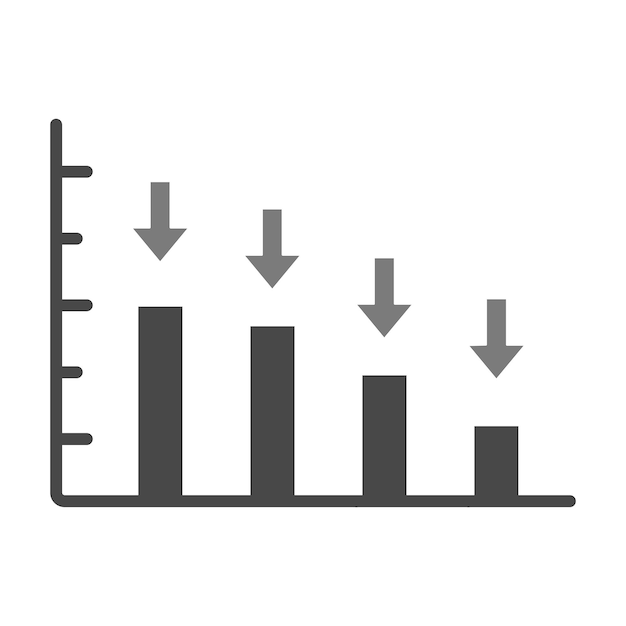 Downward Trend Bar Chart Illustrating Decrease Over Time