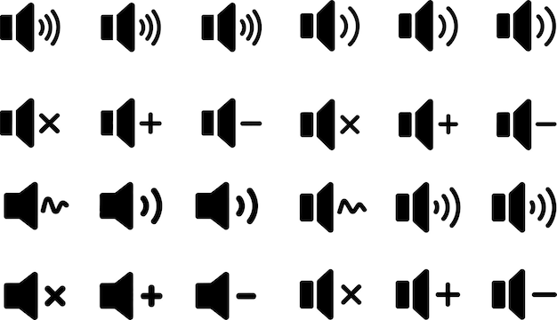 Sound Volume Set Speaker Audio Mute Increase Decrease Control Illustration