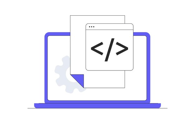 Single code file document script or source code page programming and software development Flat