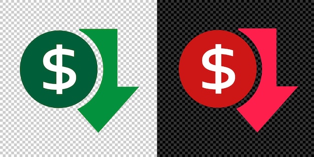 Dollar sign decrease icon